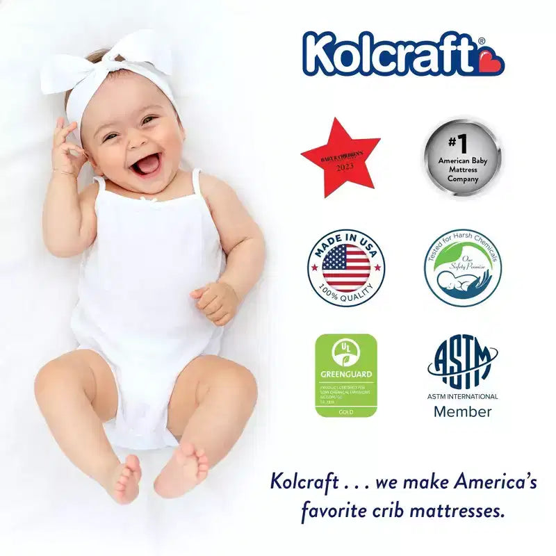 Matelas de berceau et de tout-petit en mousse de polyester Kolcraft Fresh Start : Ferme, épaisseur de 17,78 cm, housse imperméable, 3,45 kg