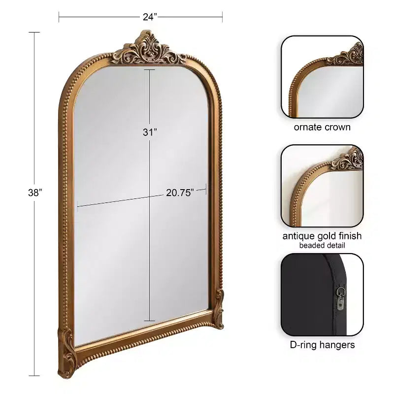 Kate & Laurel All Things Decor Miroir Mural Arqué Hubanks 24"x38" Or