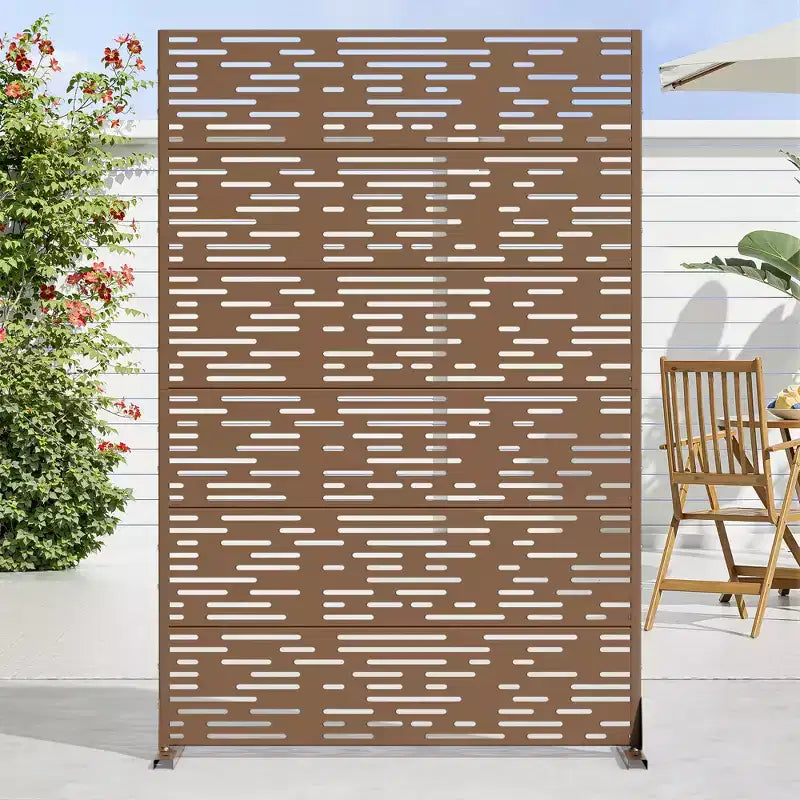 72 H47W Dovelina Black Metal Planter Box with Trellis Privacy Screen for Patio