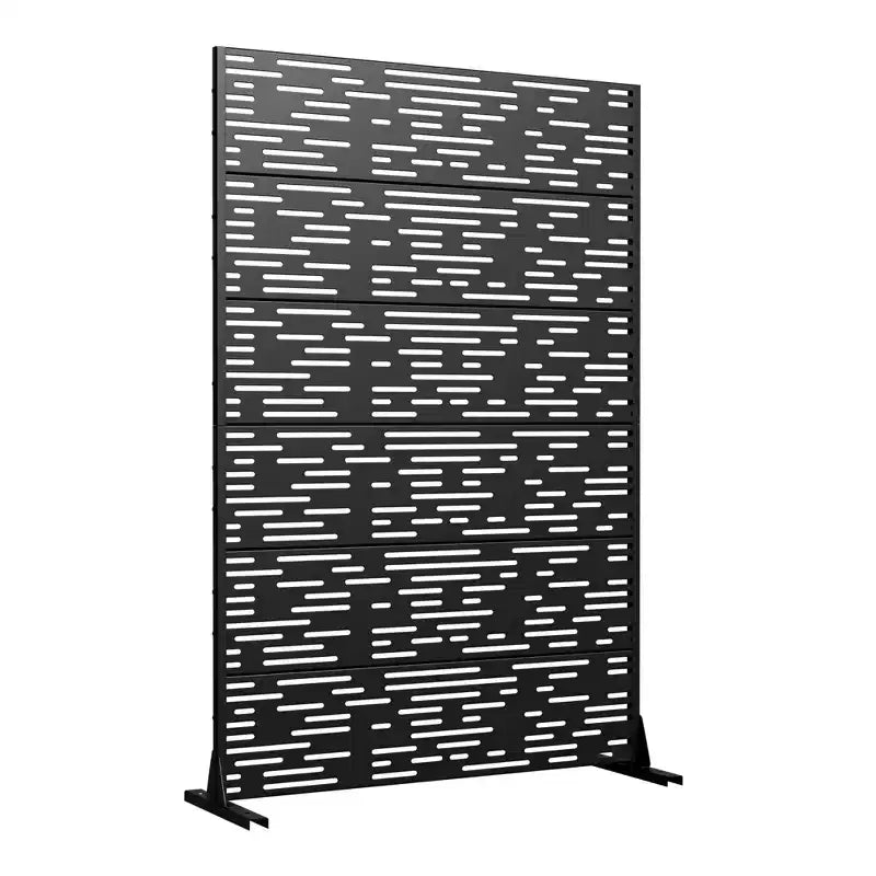 72 H47W Dovelina Black Metal Planter Box with Trellis Privacy Screen for Patio