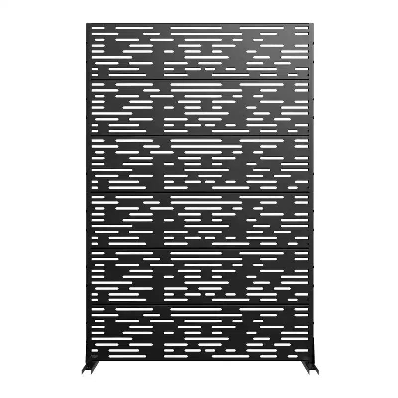 72 H47W Dovelina Black Metal Planter Box with Trellis Privacy Screen for Patio