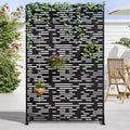 72 H47W Dovelina Black Metal Planter Box with Trellis Privacy Screen for Patio