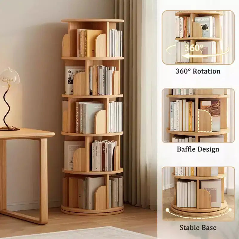 Torre di libreria girevole a 5 ripiani