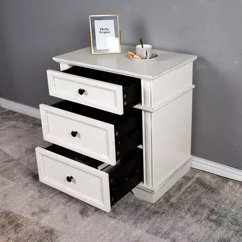 Karl Home 24.02in. W Solid wood 3 drawer nightstand with 2 Usb