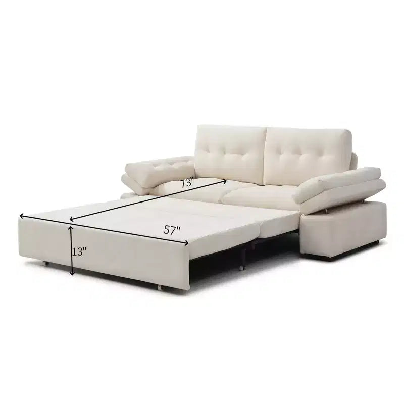 GDFStudio Turner 77 Linen Pull Out Couch Bed with Adjusted Armrest