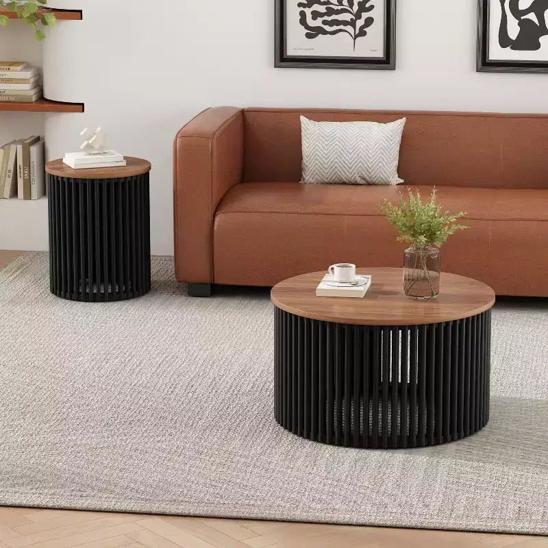 ACACIA SOLID WOOD COFFEE TABLE,NATURAL & BLACK COLOR