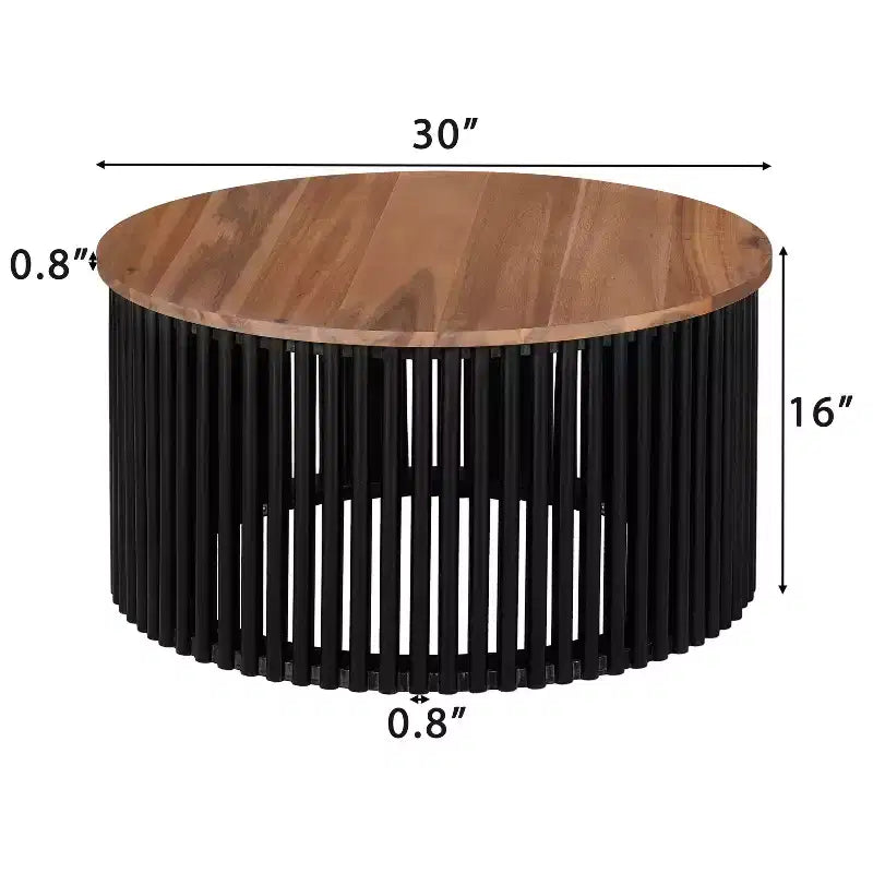 ACACIA SOLID WOOD COFFEE TABLE,NATURAL & BLACK COLOR