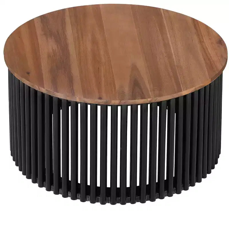 ACACIA SOLID WOOD COFFEE TABLE,NATURAL & BLACK COLOR