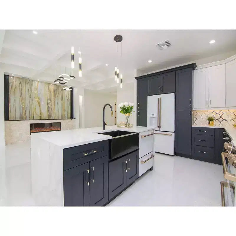 Meuble bas de cuisine à 2 tiroirs CASAINC 36 po L x 34,5 po H x 24 po P - Fermeture amortie, cadre en contreplaqué - Prêt à assembler