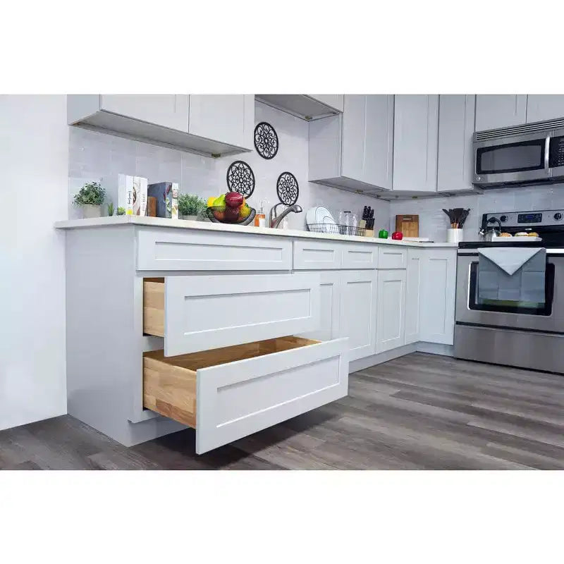 Meuble bas de cuisine à 2 tiroirs CASAINC 36 po L x 34,5 po H x 24 po P - Fermeture amortie, cadre en contreplaqué - Prêt à assembler