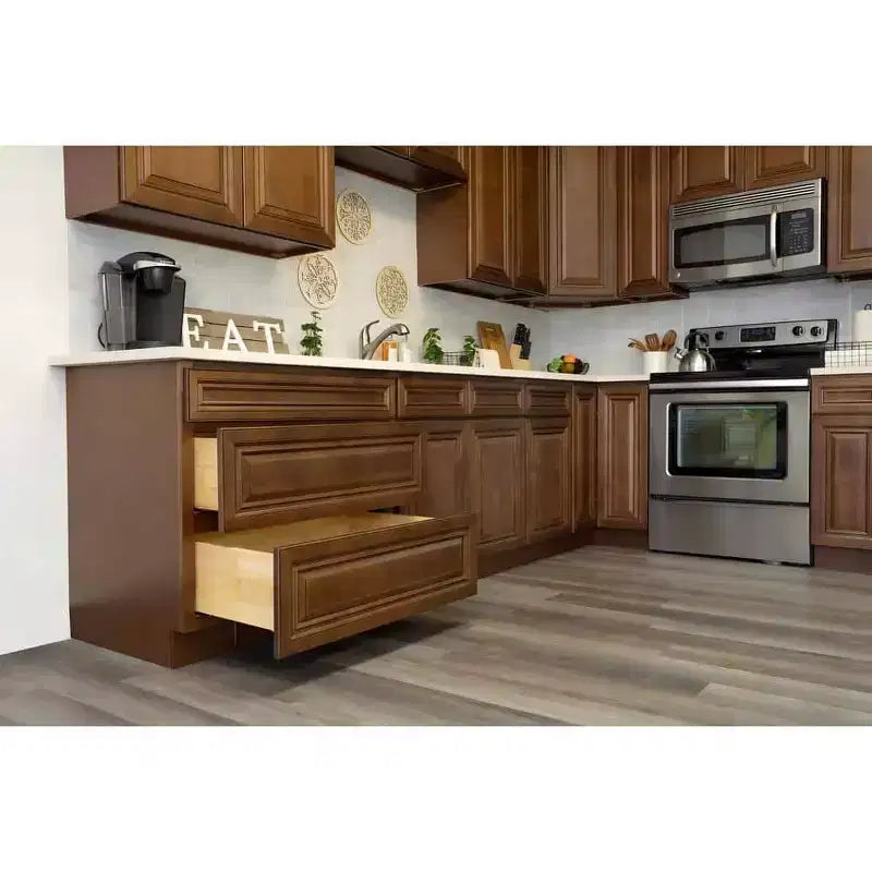 Meuble bas de cuisine à 2 tiroirs CASAINC 36 po L x 34,5 po H x 24 po P - Fermeture amortie, cadre en contreplaqué - Prêt à assembler