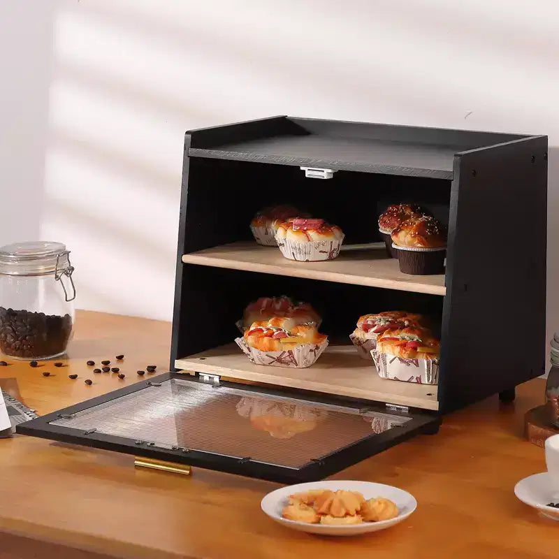 Double Layer Large Bread Box for Kitchen Counter, Large Capacity Bread Storage Container Bread Box