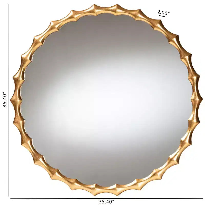 Baxton Studio Everette Antique Goldleaf Bamboo-Border Accent Wall Mirror