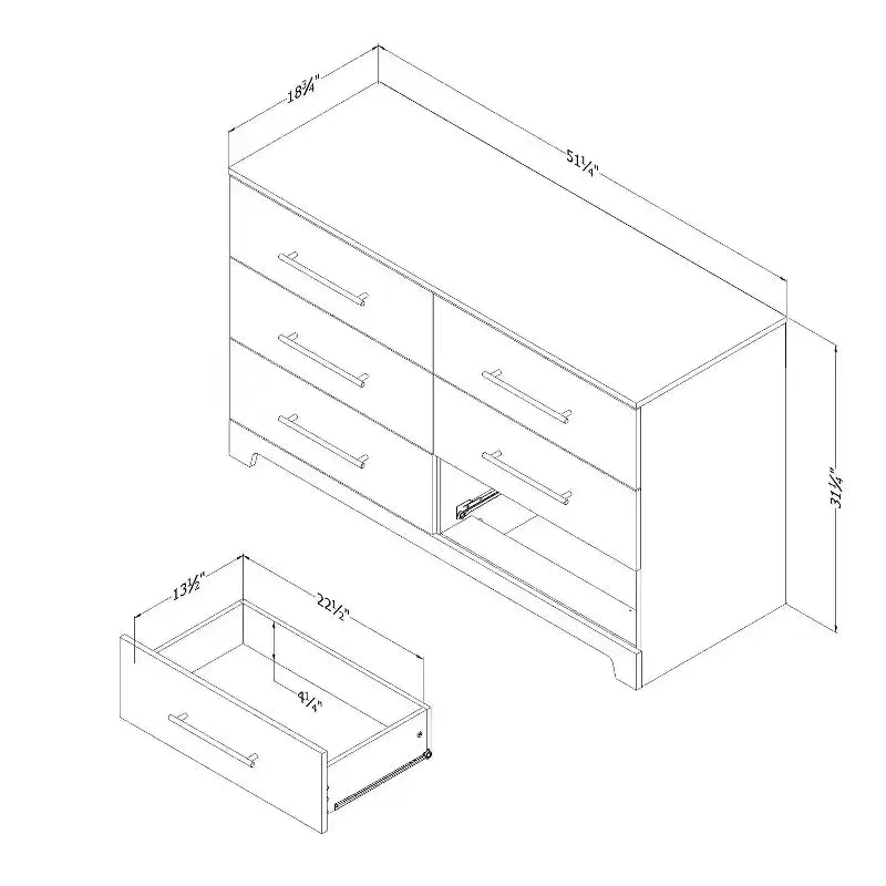 HomeStock 7.5 in.H Particle Board Horizontal Dressers with 6 - Drawers in Beige Finish