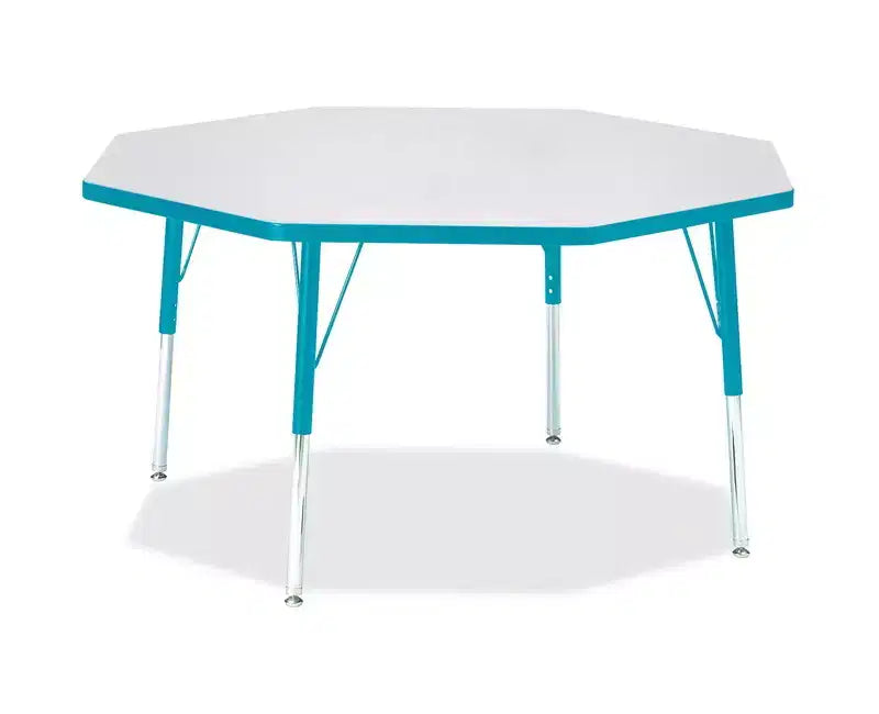 Table octogonale Jonti-Craft Berries, hauteur enfant, bordure colorée, 122 x 122 cm, bleue