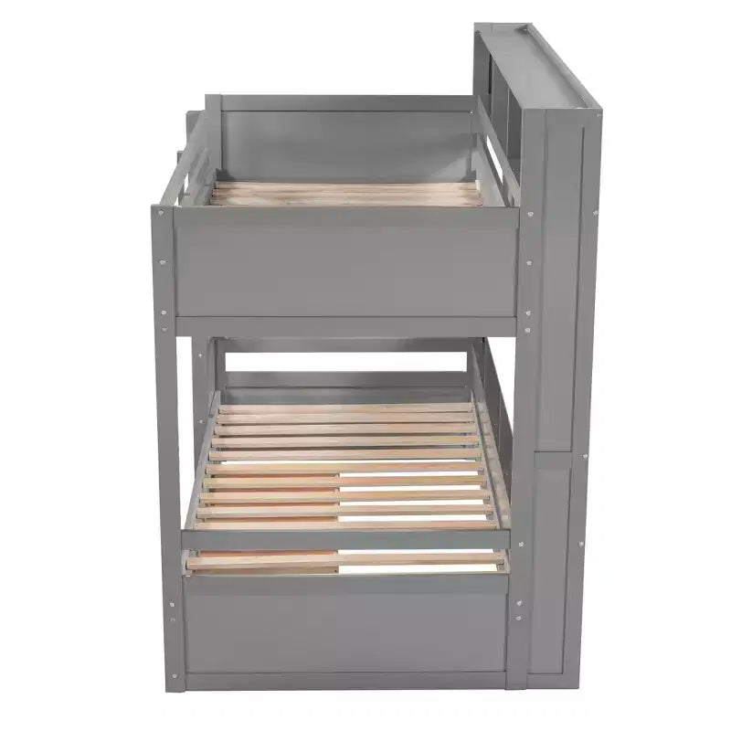 Lit superposé multifonctionnel Okak double avec étagères intégrées Lit mezzanine avec tiroir de rangement en bois massif pour enfants et adolescents, montage facile