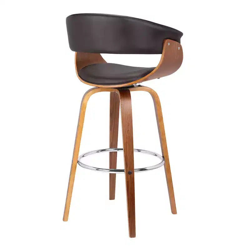 HomeRoots Tabouret de bar bas pivotant en similicuir marron et bois massif de 31 po