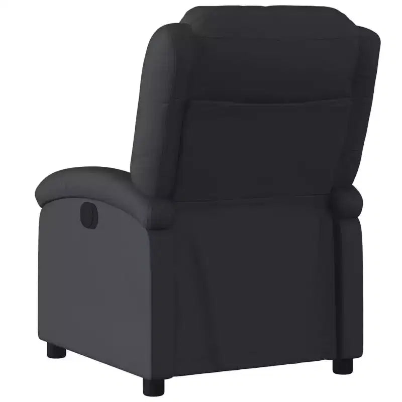 vidaXL Fauteuil inclinable à dossier haut, en cuir véritable - Noir, inclinable manuel sans massage
