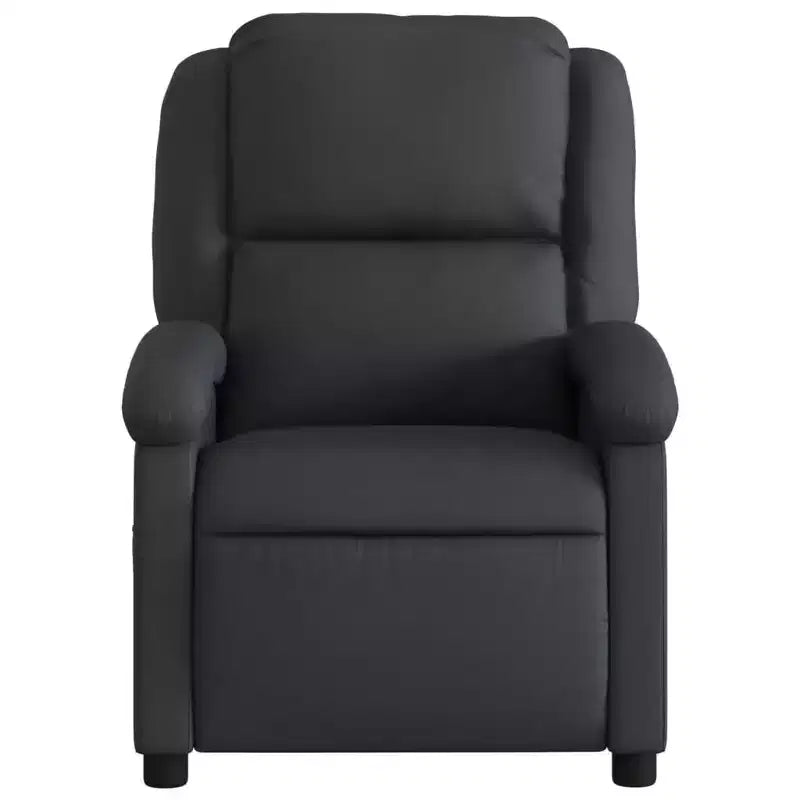 vidaXL Fauteuil inclinable à dossier haut, en cuir véritable - Noir, inclinable manuel sans massage