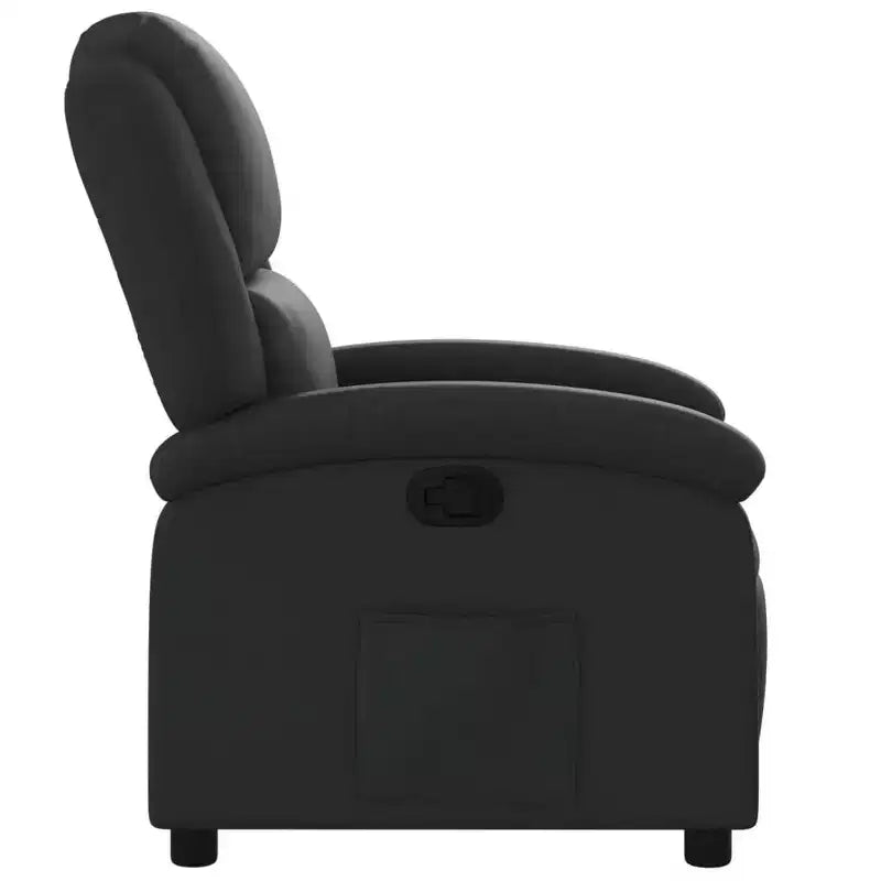 vidaXL Fauteuil inclinable à dossier haut, en cuir véritable - Noir, inclinable manuel sans massage