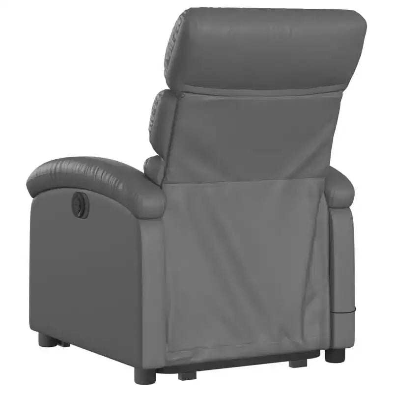 vidaXL Stand-Up Gray Faux Leather Power Lift Massage Recliner with Manual Recline - Comfortable Senior Seating for Living Room