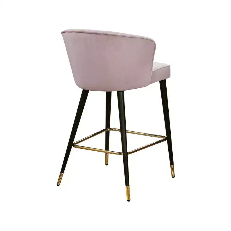 Meridian Furniture, Tabouret Cassie en velours rose, lot de 2