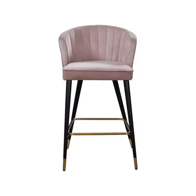 Meridian Furniture, Tabouret Cassie en velours rose, lot de 2
