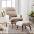 Bestier Accent Chairs with Ottoman, Velvet Fabric Armchair for Bedroom Living Room, Comfy Lounge Chair with Adjustable Backrest and Side Pocket