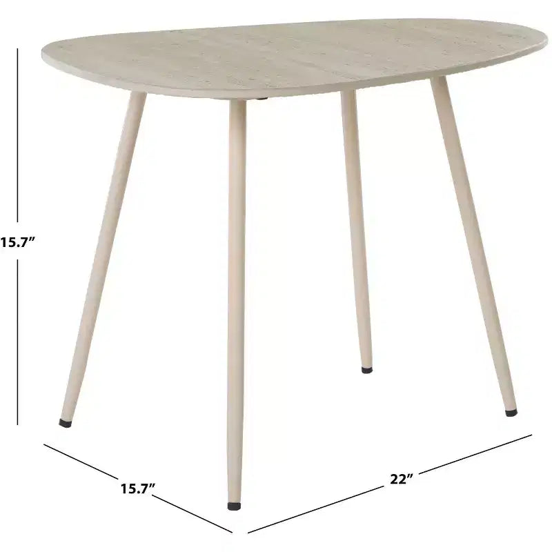 Tavolino d'appoggio con Piano in Ceramica e Gambe a Forcina – Beige