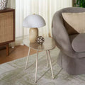 Tavolino d'appoggio con Piano in Ceramica e Gambe a Forcina – Beige