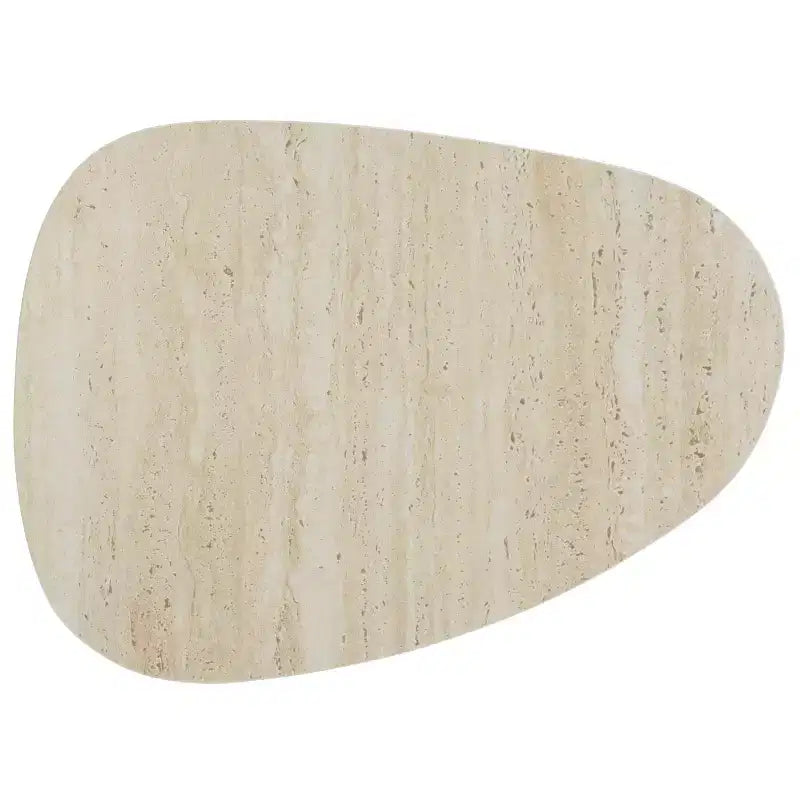 Tavolino d'appoggio con Piano in Ceramica e Gambe a Forcina – Beige