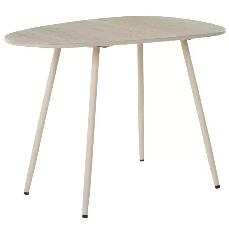 Tavolino d'appoggio con Piano in Ceramica e Gambe a Forcina – Beige