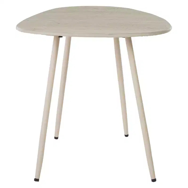 Tavolino d'appoggio con Piano in Ceramica e Gambe a Forcina – Beige
