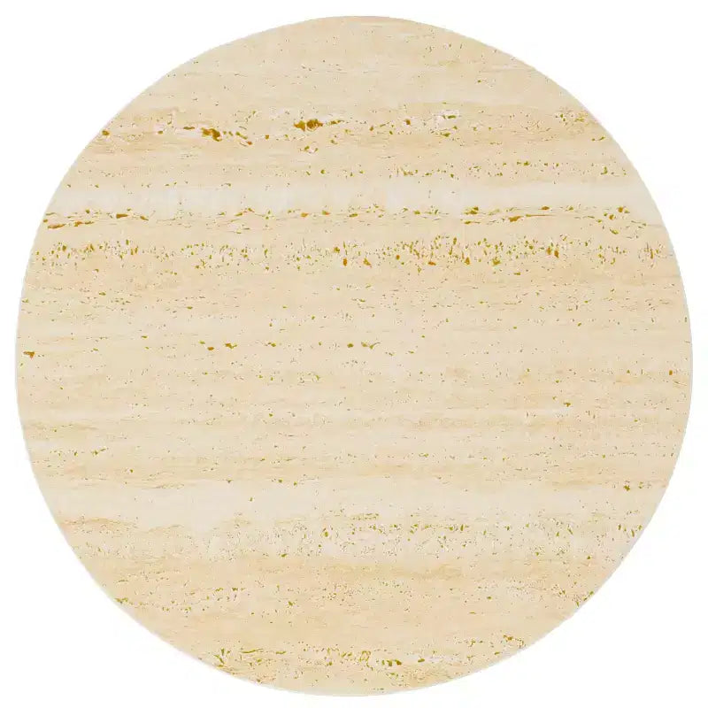 Tavolino d'appoggio rotondo con ripiano in ceramica – Beige, struttura in ferro