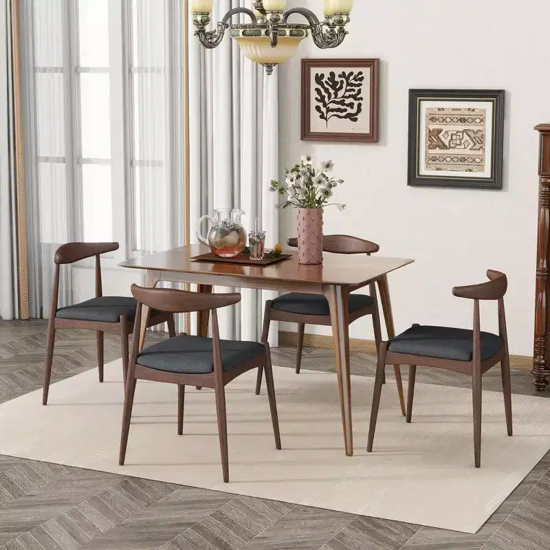 Lot de 2 chaises de salle à manger Okak avec pieds évasés, structure en bois d'hévéa et assise rembourrée, chaises de cuisine modernes et confortables pour salon et appartement