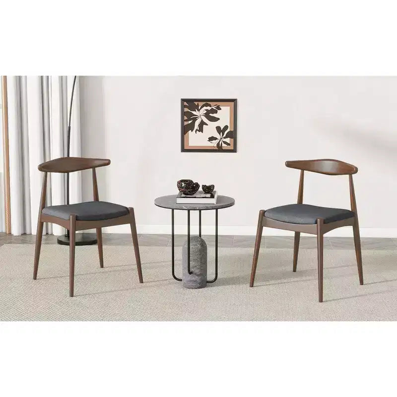 Lot de 2 chaises de salle à manger Okak avec pieds évasés, structure en bois d'hévéa et assise rembourrée, chaises de cuisine modernes et confortables pour salon et appartement