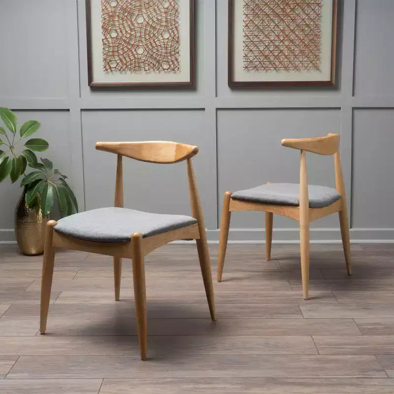 Lot de 2 chaises de salle à manger Okak avec pieds évasés, structure en bois d'hévéa et assise rembourrée, chaises de cuisine modernes et confortables pour salon et appartement