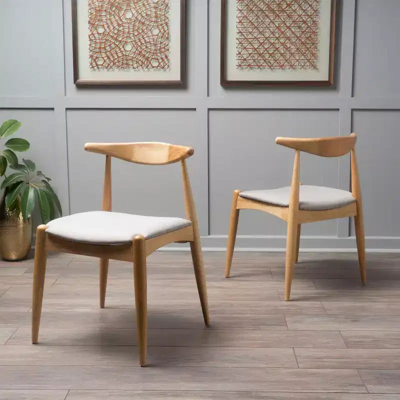 Lot de 2 chaises de salle à manger Okak avec pieds évasés, structure en bois d'hévéa et assise rembourrée, chaises de cuisine modernes et confortables pour salon et appartement