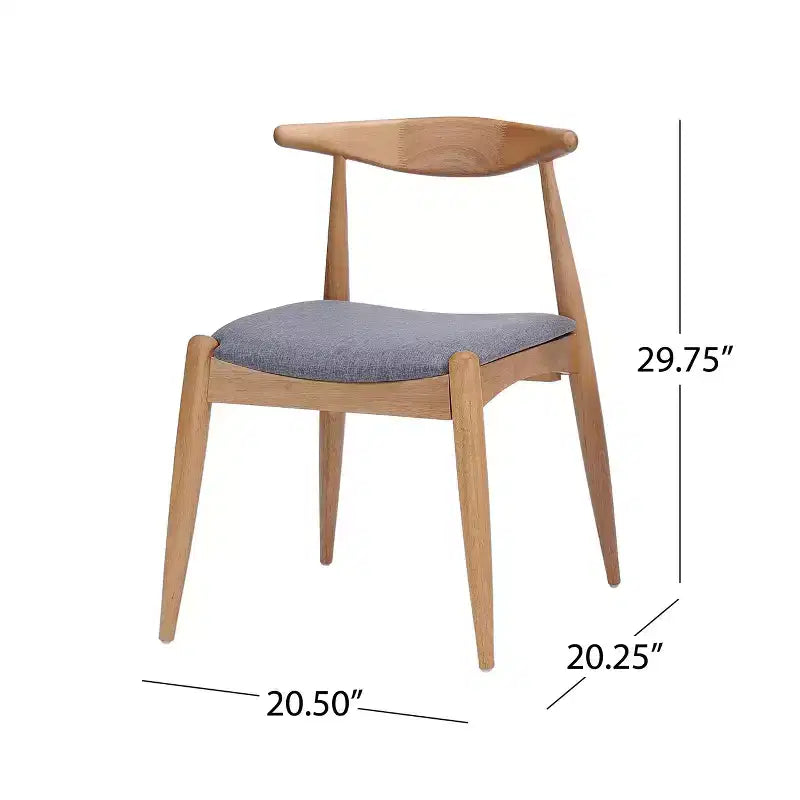 Lot de 2 chaises de salle à manger Okak avec pieds évasés, structure en bois d'hévéa et assise rembourrée, chaises de cuisine modernes et confortables pour salon et appartement