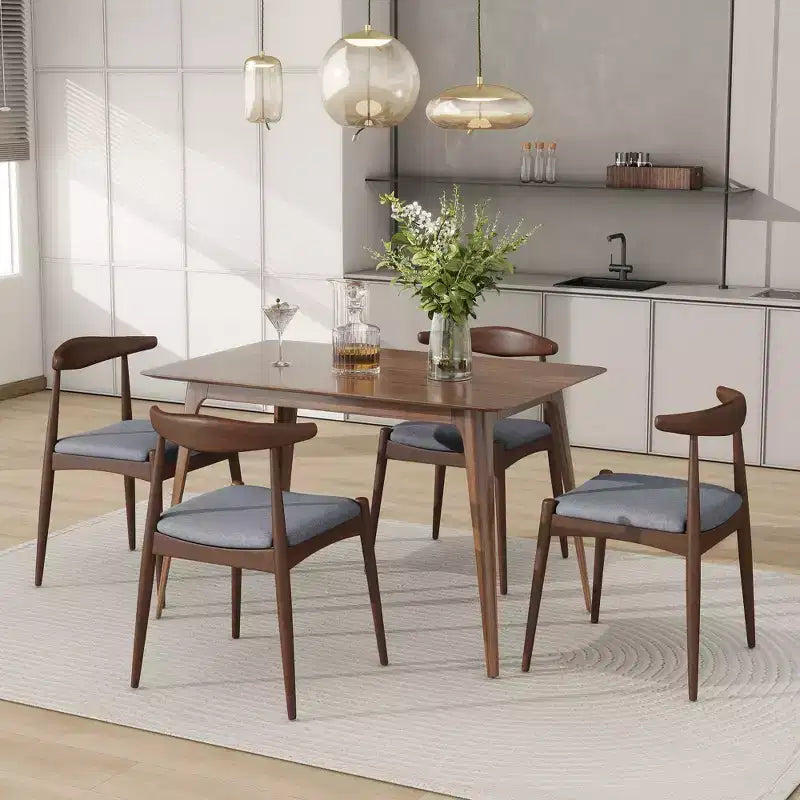 Lot de 2 chaises de salle à manger Okak avec pieds évasés, structure en bois d'hévéa et assise rembourrée, chaises de cuisine modernes et confortables pour salon et appartement