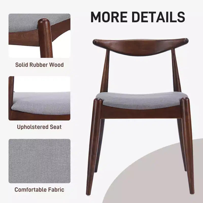 Lot de 2 chaises de salle à manger Okak avec pieds évasés, structure en bois d'hévéa et assise rembourrée, chaises de cuisine modernes et confortables pour salon et appartement