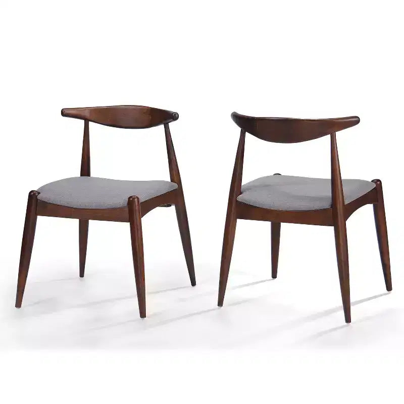 Lot de 2 chaises de salle à manger Okak avec pieds évasés, structure en bois d'hévéa et assise rembourrée, chaises de cuisine modernes et confortables pour salon et appartement
