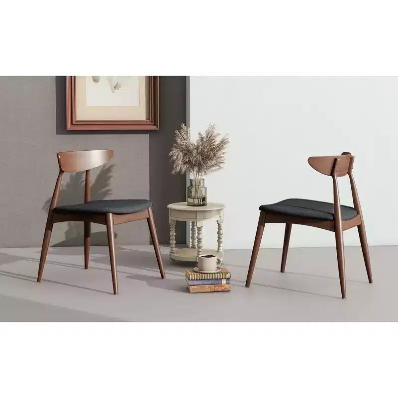 Lot de 2 chaises de salle à manger Okak avec pieds évasés, structure en bois d'hévéa et assise rembourrée, chaises de cuisine modernes et confortables pour salon et appartement