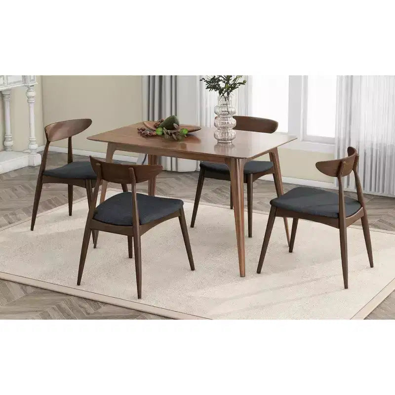 Lot de 2 chaises de salle à manger Okak avec pieds évasés, structure en bois d'hévéa et assise rembourrée, chaises de cuisine modernes et confortables pour salon et appartement