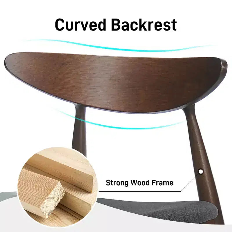 Lot de 2 chaises de salle à manger Okak avec pieds évasés, structure en bois d'hévéa et assise rembourrée, chaises de cuisine modernes et confortables pour salon et appartement