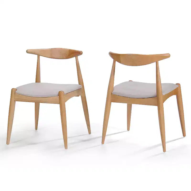 Lot de 2 chaises de salle à manger Okak avec pieds évasés, structure en bois d'hévéa et assise rembourrée, chaises de cuisine modernes et confortables pour salon et appartement