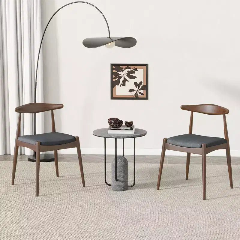 Lot de 2 chaises de salle à manger Okak avec pieds évasés, structure en bois d'hévéa et assise rembourrée, chaises de cuisine modernes et confortables pour salon et appartement