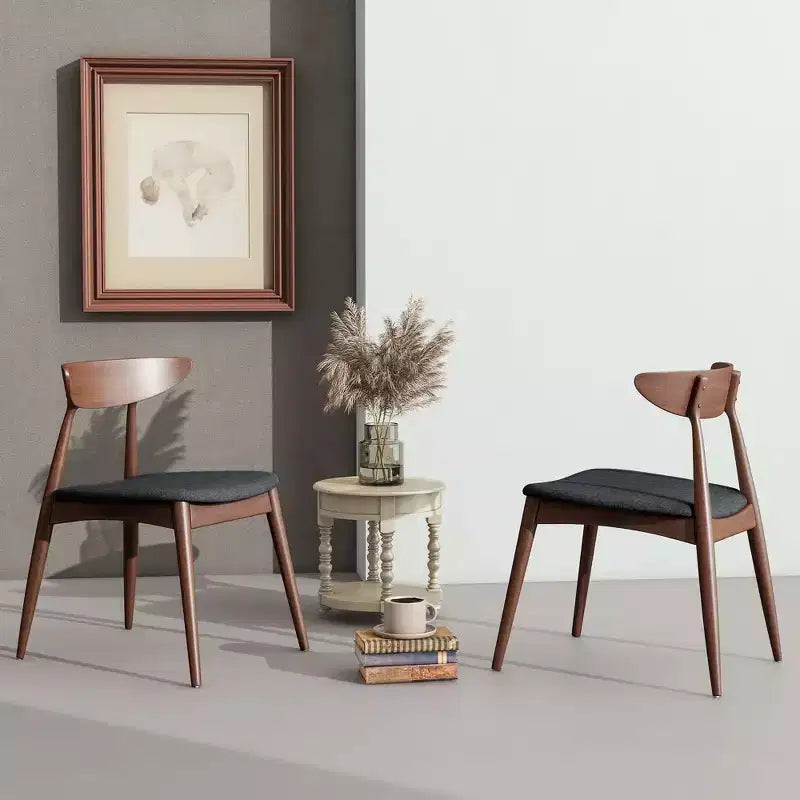 Lot de 2 chaises de salle à manger Okak avec pieds évasés, structure en bois d'hévéa et assise rembourrée, chaises de cuisine modernes et confortables pour salon et appartement