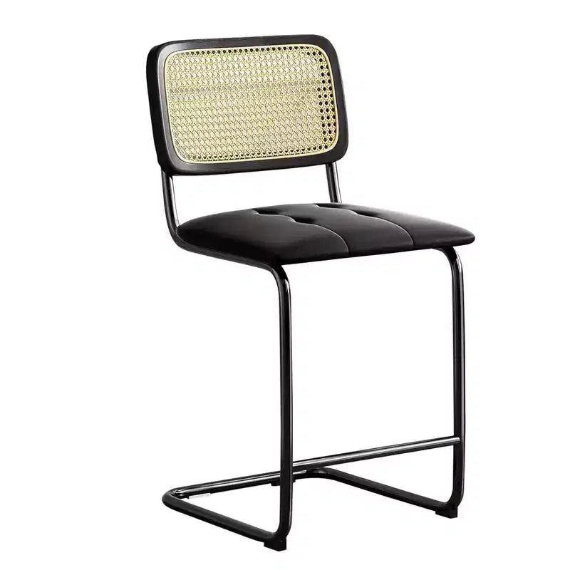 Sgabelli da Bar Altezza Bancone 61 cm Set da 2, con Schienale in Pelle PU e Rattan