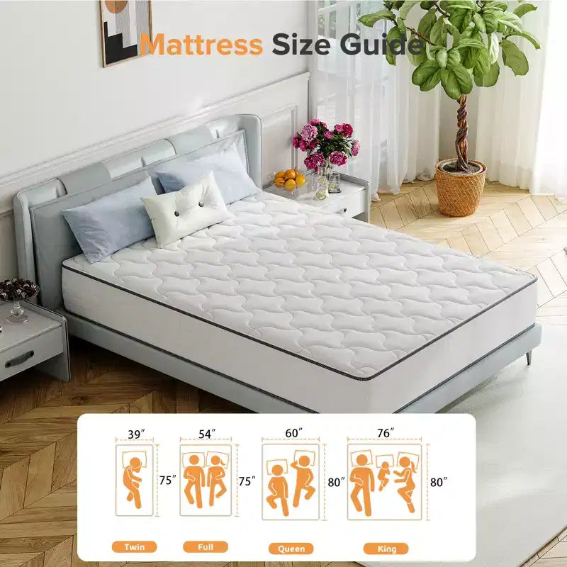 Materasso Ibrido Rigido Medio – Molle Insacchettate e Memory Foam, Bianco